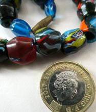 Load image into Gallery viewer, 1920s Antique MORRETTI Venetian Glass Millefiori Bead Necklace. 39 Beads in Total
