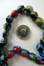 Load image into Gallery viewer, 1920s Antique MORRETTI Venetian Glass Millefiori Bead Necklace. 39 Beads in Total
