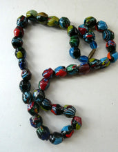 Load image into Gallery viewer, 1920s Antique MORRETTI Venetian Glass Millefiori Bead Necklace. 39 Beads in Total
