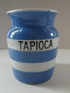 Rare Vintage 1930s TG Green CORNISHWARE Storage Jar. Marked TAPIOCA 5 3/4 inches