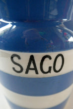 Load image into Gallery viewer, 1930s TG Green Cornishware Storage Jar. Marked Sago
