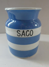 Load image into Gallery viewer, 1930s TG Green Cornishware Storage Jar. Marked Sago
