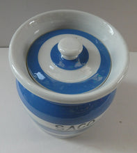 Load image into Gallery viewer, 1930s TG Green Cornishware Storage Jar. Marked Sago
