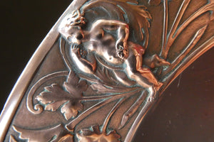 1850s Antique Cast Copper ART UNION Tazza featuring Rims Decorations with Putti Frolicking in Scrolling Foliage