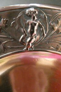 1850s Antique Cast Copper ART UNION Tazza featuring Rims Decorations with Putti Frolicking in Scrolling Foliage