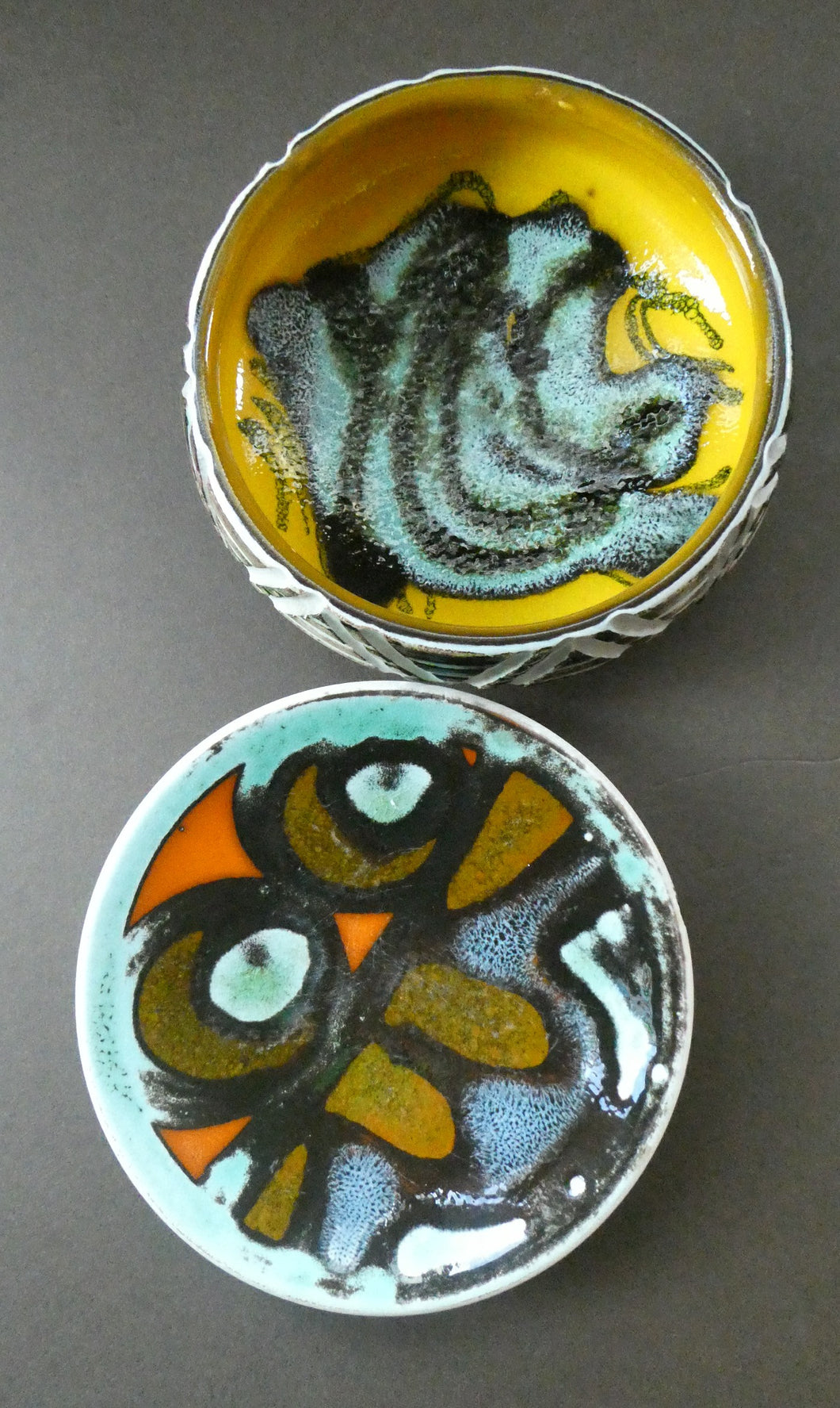 Pair of 1970s Poole Pottery Delphis Dishes. Shallow Bowl and Small Plate