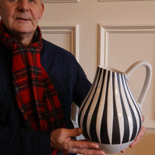 Load image into Gallery viewer, Large 1950s WEST GERMAN Black and White Striped Pitcher Vase by Liesel Spornhayer for Schlossberg
