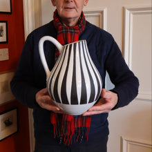 Load image into Gallery viewer, Large 1950s WEST GERMAN Black and White Striped Pitcher Vase by Liesel Spornhayer for Schlossberg
