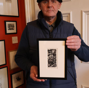 SCOTTISH ART. Rare Original 1947 Wood Engraving by Jozef Sekalski. Design for a Christmas Card Entitled "Boogie Woogie". Pencil Signed