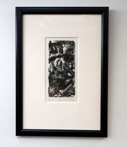 SCOTTISH ART. Rare Original 1947 Wood Engraving by Jozef Sekalski. Design for a Christmas Card Entitled "Boogie Woogie". Pencil Signed