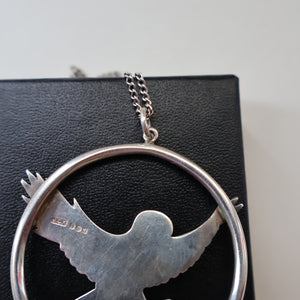 SHETLAND SILVER. Vintage LARGE Hallmarked Brooch by James Kerr of Lerwick. Shetland. Owl Design