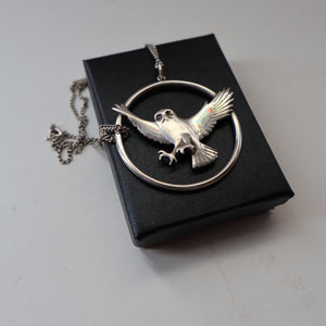 SHETLAND SILVER. Vintage LARGE Hallmarked Brooch by James Kerr of Lerwick. Shetland. Owl Design