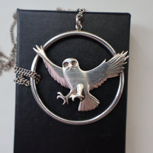 Load image into Gallery viewer, SHETLAND SILVER. Vintage LARGE Hallmarked Brooch by James Kerr of Lerwick. Shetland. Owl Design

