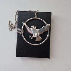 SHETLAND SILVER. Vintage LARGE Hallmarked Brooch by James Kerr of Lerwick. Shetland. Owl Design