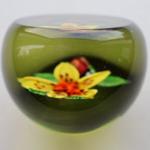 Load image into Gallery viewer, Vintage LIMITED EDITION 1991 Caithness Glass Paperweight. Entitled "Lily and Ladybird" by William Manson
