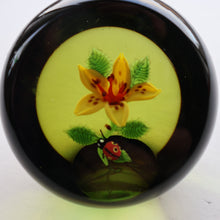 Load image into Gallery viewer, Vintage LIMITED EDITION 1991 Caithness Glass Paperweight. Entitled "Lily and Ladybird" by William Manson
