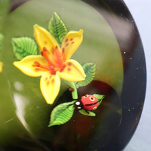 Load image into Gallery viewer, Vintage LIMITED EDITION 1991 Caithness Glass Paperweight. Entitled "Lily and Ladybird" by William Manson
