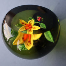 Load image into Gallery viewer, Vintage LIMITED EDITION 1991 Caithness Glass Paperweight. Entitled "Lily and Ladybird" by William Manson

