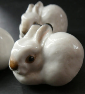 Vintage Lomonosov Soviet USSR Miniature Porcelain Group of White Rabbits