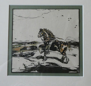 Framed Original Williamm Nicholson Colour Woodcut The Shire Horse FRAMED 1904