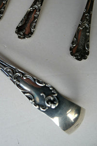 EDWARDIAN Hallmarked Silver Teaspoons (FOUR) and matching Art Nouveau Sugar Tongs