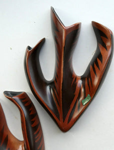 RARE Pair of 1950s Amorphic Terracotta Wall Pockets. Designed by Colin Melbourne for Beswick