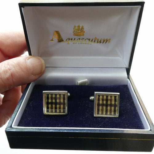 AQUASCUTUM Tartan Cufflinks. In original retail box. UNWORN