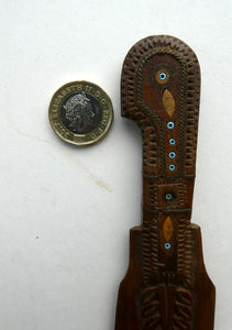 Vintage South American Folk Art. Treen Letter Opener or Paper Knife in the form of a Parrot