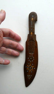 Vintage South American Folk Art. Treen Letter Opener or Paper Knife in the form of a Parrot