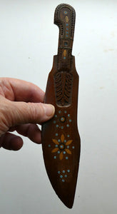 Vintage South American Folk Art. Treen Letter Opener or Paper Knife in the form of a Parrot