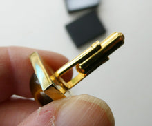 Load image into Gallery viewer, 1960s 1970s Brutalist Gold Tone Cufflinks with Tigers Eye Inclusion
