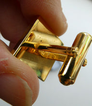 Load image into Gallery viewer, 1960s 1970s Brutalist Gold Tone Cufflinks with Tigers Eye Inclusion
