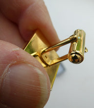 Load image into Gallery viewer, 1960s 1970s Brutalist Gold Tone Cufflinks with Tigers Eye Inclusion
