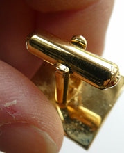 Load image into Gallery viewer, 1960s 1970s Brutalist Gold Tone Cufflinks with Tigers Eye Inclusion

