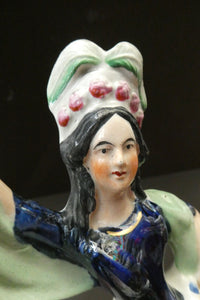 ANTIQUE Victorian Staffordshire Flatback Figurine. A Highlander and his Sweetheart Dancing. 10 inches