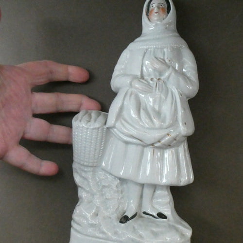 Antique 19th Century STAFFORDSHIRE Pottery Figurine of a Scottish Newhaven Fishwife Media 1 of 14