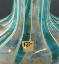 Load image into Gallery viewer, Vintage Maltese Mdina Crysal Blue Stripe LOLLIPOP Vase. 8 inches High
