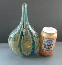 Load image into Gallery viewer, Vintage Maltese Mdina Crysal Blue Stripe LOLLIPOP Vase. 8 inches High
