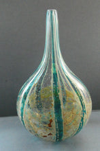 Load image into Gallery viewer, Vintage Maltese Mdina Crysal Blue Stripe LOLLIPOP Vase. 8 inches High
