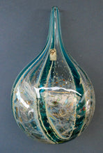 Load image into Gallery viewer, Vintage Maltese Mdina Crysal Blue Stripe LOLLIPOP Vase. 8 inches High
