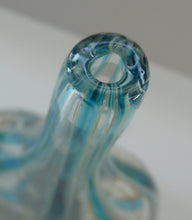Load image into Gallery viewer, Vintage Maltese Mdina Crysal Blue Stripe LOLLIPOP Vase. 8 inches High
