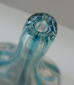 Vintage Maltese Mdina Crysal Blue Stripe LOLLIPOP Vase. 8 inches High