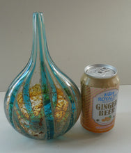 Load image into Gallery viewer, Vintage Maltese Mdina Crysal Blue Stripe LOLLIPOP Vase. 8 inches High
