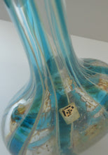 Load image into Gallery viewer, Vintage Maltese Mdina Crysal Blue Stripe LOLLIPOP Vase. 8 inches High
