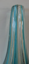 Load image into Gallery viewer, Vintage Maltese Mdina Crysal Blue Stripe LOLLIPOP Vase. 8 inches High
