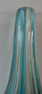 Vintage Maltese Mdina Crysal Blue Stripe LOLLIPOP Vase. 8 inches High