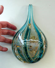 Load image into Gallery viewer, Vintage Maltese Mdina Crysal Blue Stripe LOLLIPOP Vase. 8 inches High
