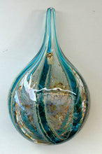 Load image into Gallery viewer, Vintage Maltese Mdina Crysal Blue Stripe LOLLIPOP Vase. 8 inches High

