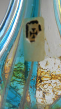 Load image into Gallery viewer, Vintage Maltese Mdina Crysal Blue Stripe LOLLIPOP Vase. 8 inches High
