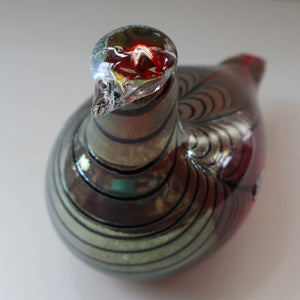 Large Vintage 1980s Finnish Glass Pheasant Bird. Nuutajarvi Sticker. Oiva Toikka Design